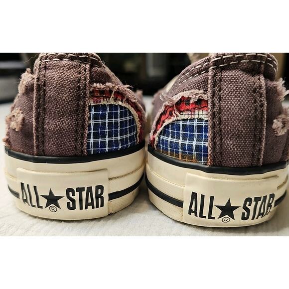 Vtg Converse Limited Edition Chuck Taylor Low Top Sneakers Patched Distressed W8 - Picture 11 of 11